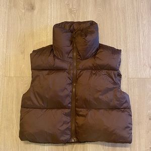 Crop brown puffer vest